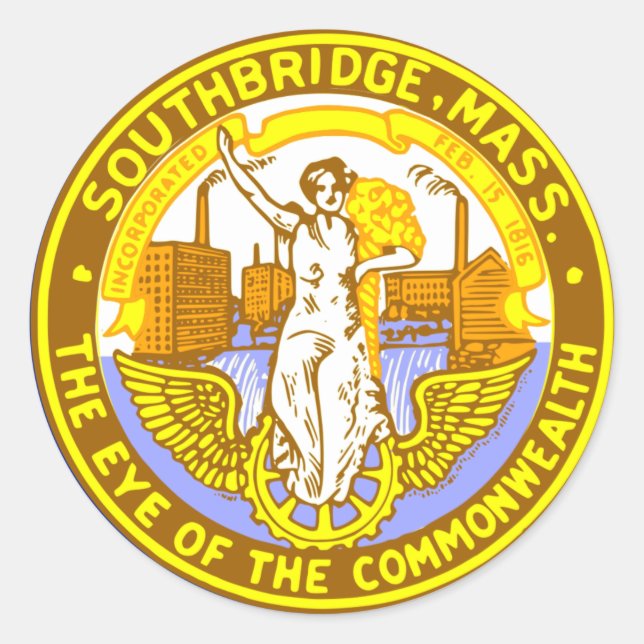 Sticker Rond Drapeau de Southbridge, Massachusetts Classic Roun (Devant)