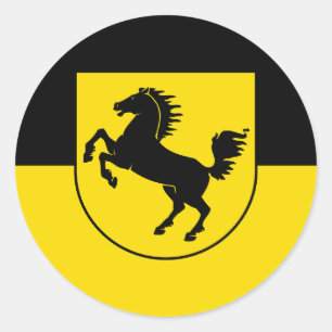 Sticker Rond Drapeau de Stuttgart ville Allemagne symbole emblè