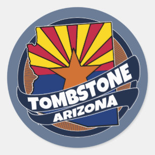 Sticker Rond Drapeau de Tombstone Arizona éclate collants ronds