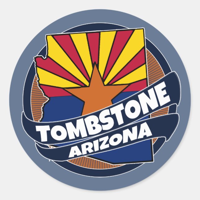 Sticker Rond Drapeau de Tombstone Arizona éclate collants ronds (Devant)