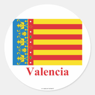 Sticker Rond Drapeau de Valence avec nom