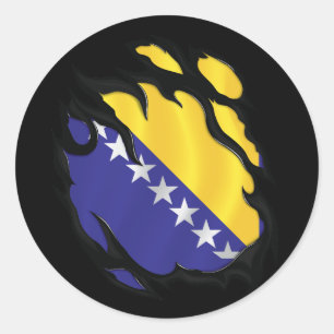 Sticker Rond Drapeau déchiré De Bosnie-Herzégovine