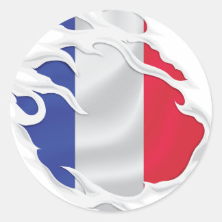 Sticker Rond Drapeau déchiré France