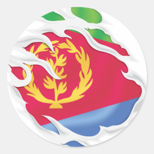 Sticker Rond Drapeau déchiré par l'Érythrée