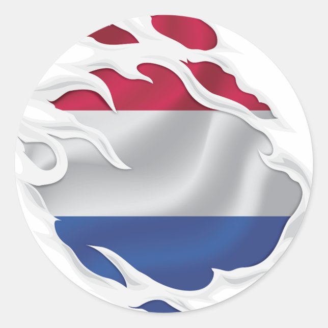 Sticker Rond Drapeau déchiré Pays-Bas (Devant)