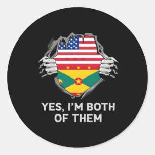 Sticker Rond Drapeau demi-américain demi-grenadien Usa Grenada