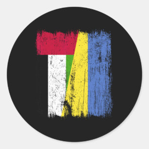 Sticker Rond Drapeau Demi Uae Ukraine Patrimoine Emirati Ukrain