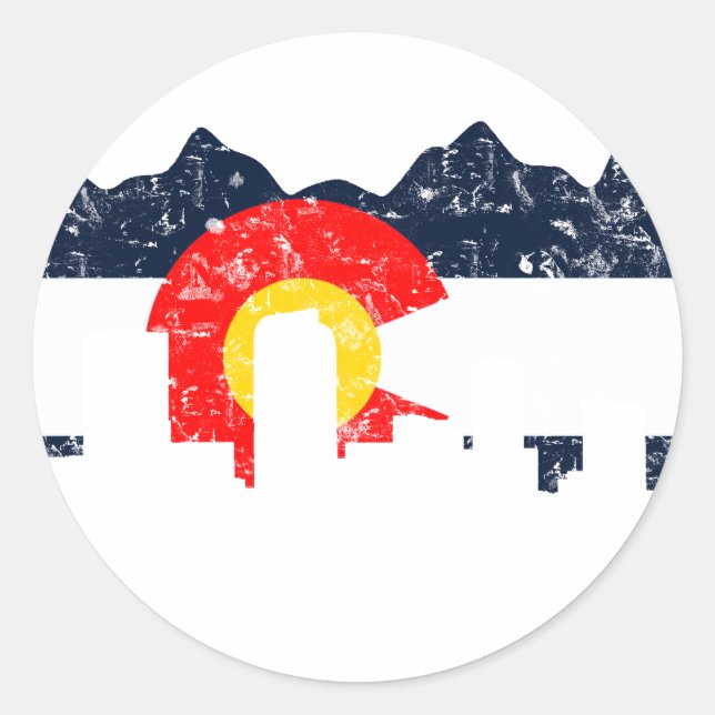 Sticker Rond Drapeau Denver Colorado (Devant)