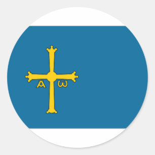 Sticker Rond Drapeau des Asturies en Espagne