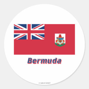 Sticker Rond Drapeau des Bermudes avec le nom