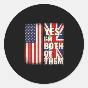 Sticker Rond Drapeau des États-Unis Royaume-Uni moitié américai