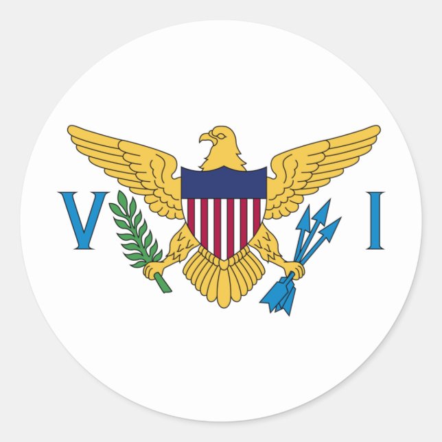 Sticker Rond Drapeau des îles Vierges américaines patriotiques (Devant)
