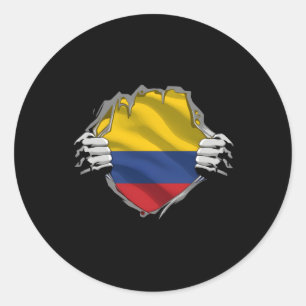 Sticker Rond Drapeau des racines colombiennes du patrimoine sup