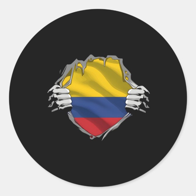 Sticker Rond Drapeau des racines colombiennes du patrimoine sup (Devant)