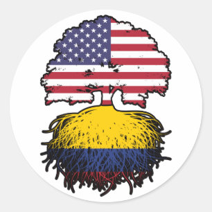 Sticker Rond Drapeau des racines d'arbre Colombie-Britannique