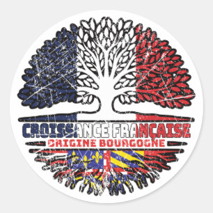 Sticker Rond Drapeau des racines d'arbre de France