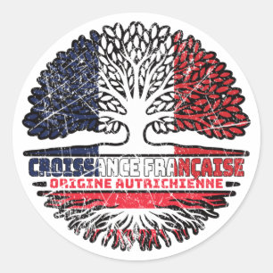 Sticker Rond Drapeau des racines d'arbre de France Autriche