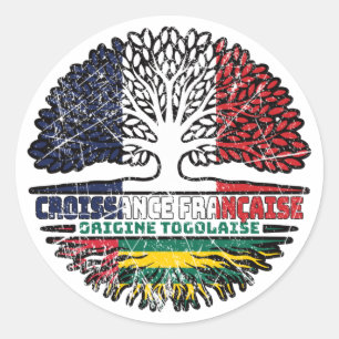 Sticker Rond Drapeau des racines d'arbre de France Togo