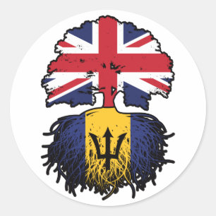 Sticker Rond Drapeau des racines d'arbre de la Barbade