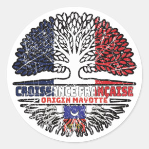 Sticker Rond Drapeau des racines d'arbres de Mayotte Maorais