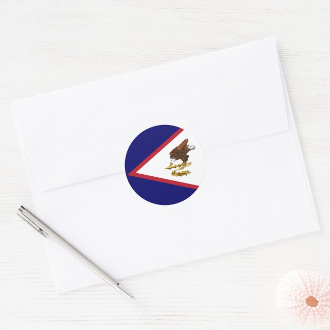 Sticker Rond Drapeau des Samoa américaines (Enveloppe)