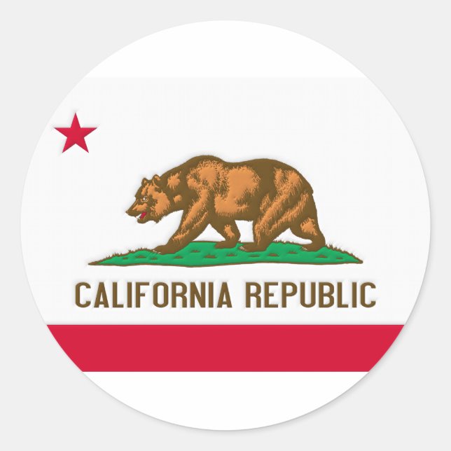 Sticker Rond Drapeau d'État de la République de Californie (Devant)