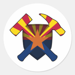 Sticker Rond Drapeau d'état de l'Arizona de bouclier de martea