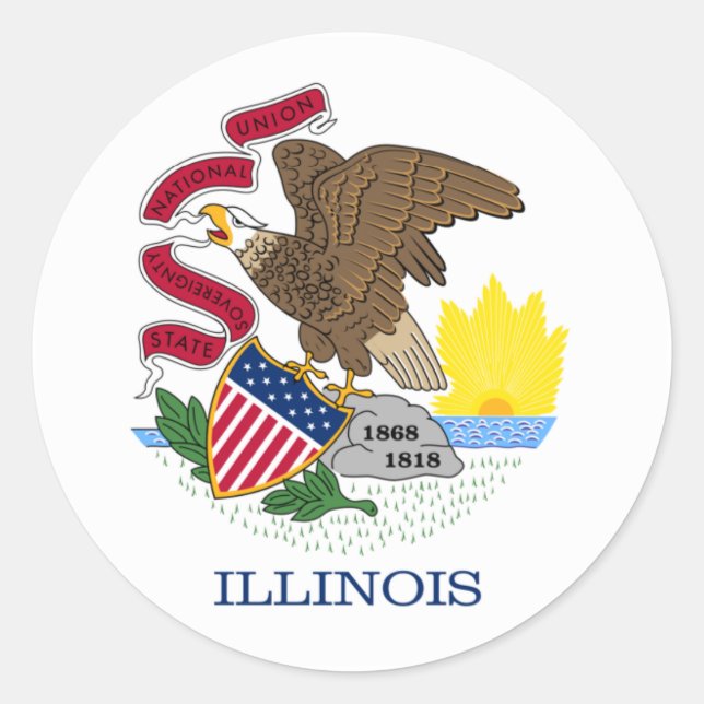 Sticker Rond Drapeau d'État de l'Illinois (Devant)
