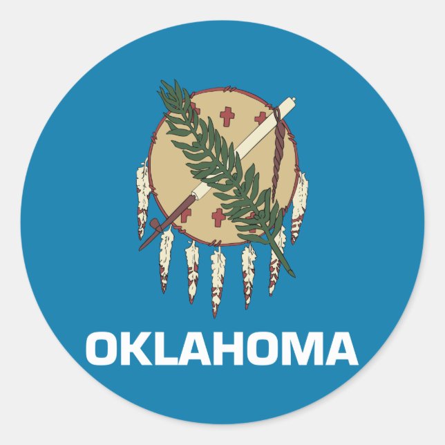 Sticker Rond Drapeau d'État de l'Oklahoma (Devant)