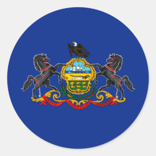 Sticker Rond Drapeau d'État de Pennsylvanie