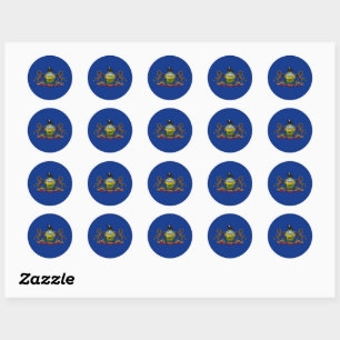 Sticker Rond Drapeau d'État de Pennsylvanie États-Unis