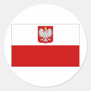 Sticker Rond Drapeau d'État de Pologne et signature civile