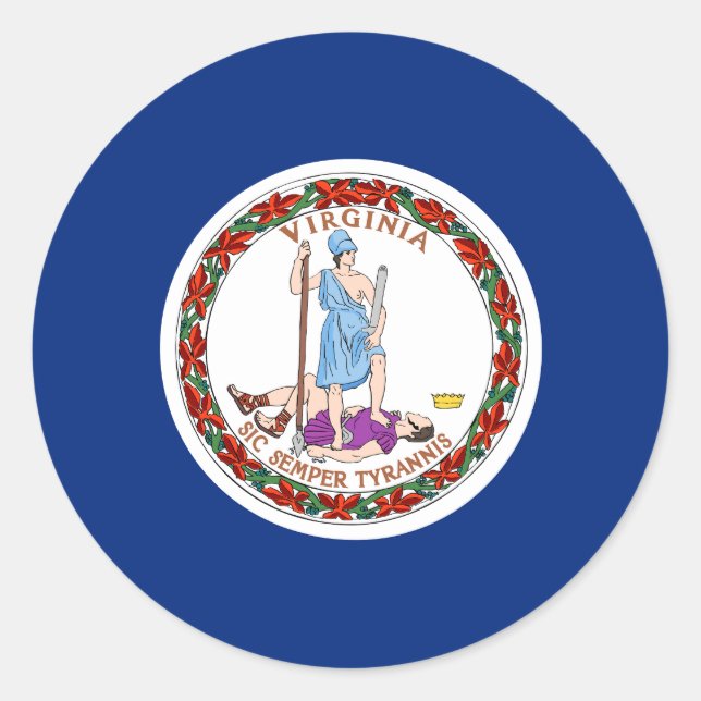 Sticker Rond Drapeau d'État de Virginie États-Unis (Devant)