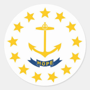 Sticker Rond Drapeau d'état d'Île de Rhode