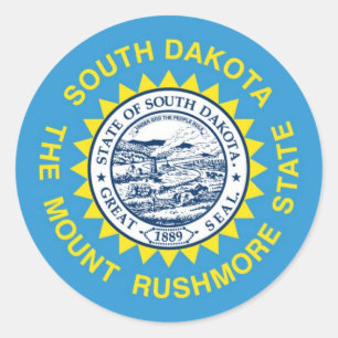 Sticker Rond Drapeau d'état du Dakota du Sud
