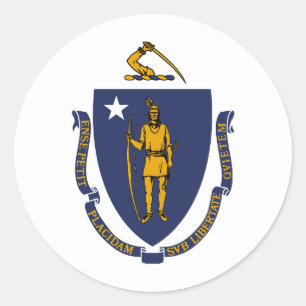 Sticker Rond Drapeau d'État du Massachusetts
