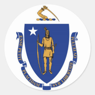 Sticker Rond Drapeau d'État du Massachusetts