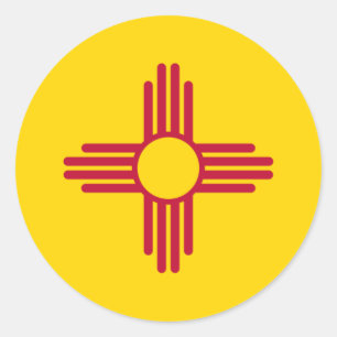 Sticker Rond Drapeau d'État du Nouveau-Mexique/Mexique (Zia), É