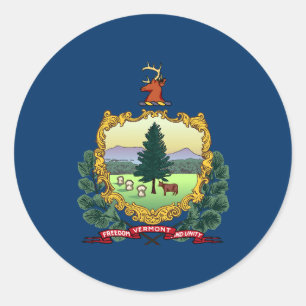 Sticker Rond Drapeau d'État du Vermont USA