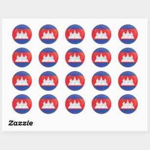 Sticker Rond Drapeau d'icône cambodgien