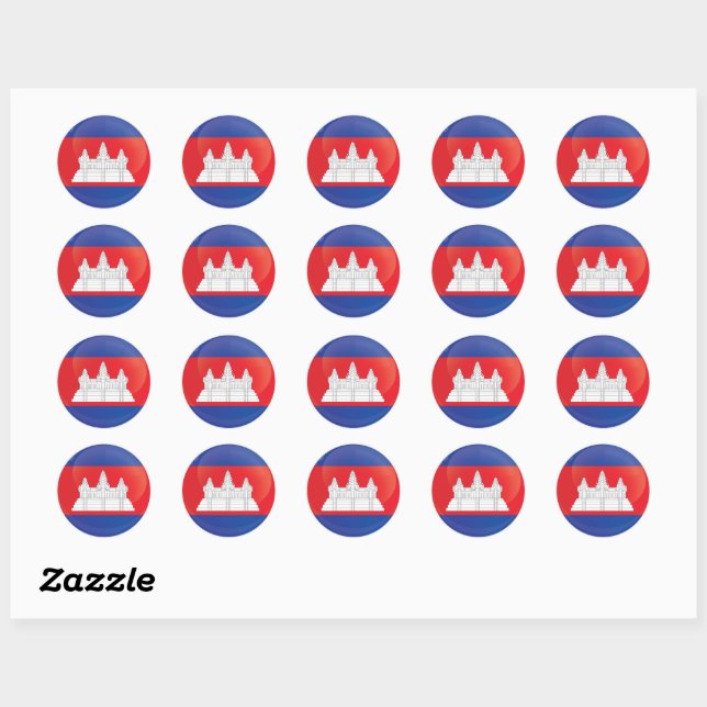 Sticker Rond Drapeau d'icône cambodgien (Feuille)