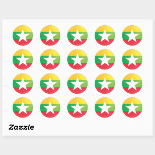 Sticker Rond Drapeau d'icône ronde birmane