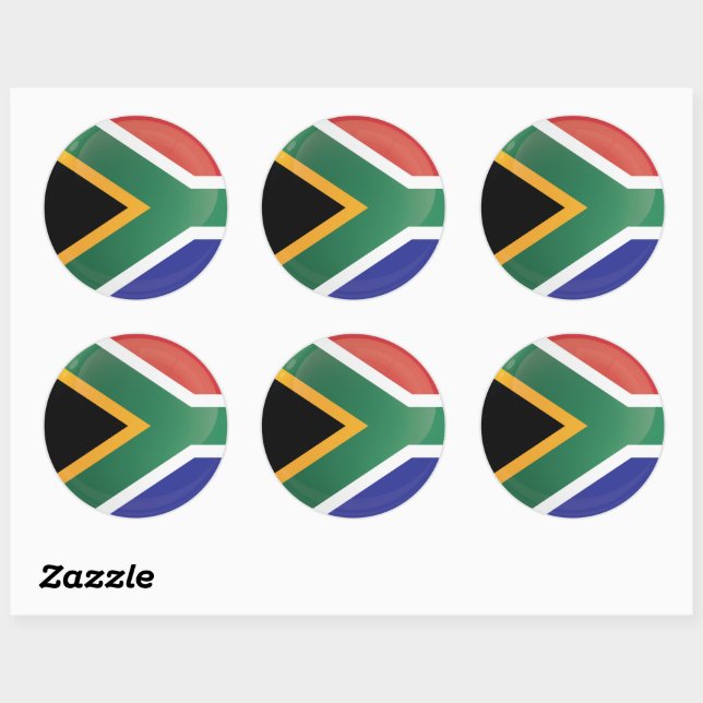 Sticker Rond Drapeau d'icône ronde d'Afrique du Sud (Feuille)