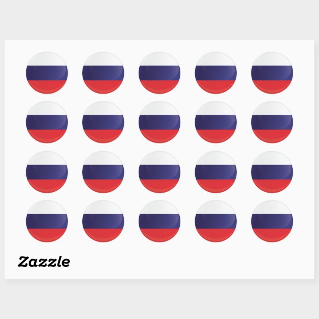 Sticker Rond Drapeau d'icône ronde de Russie (Feuille)