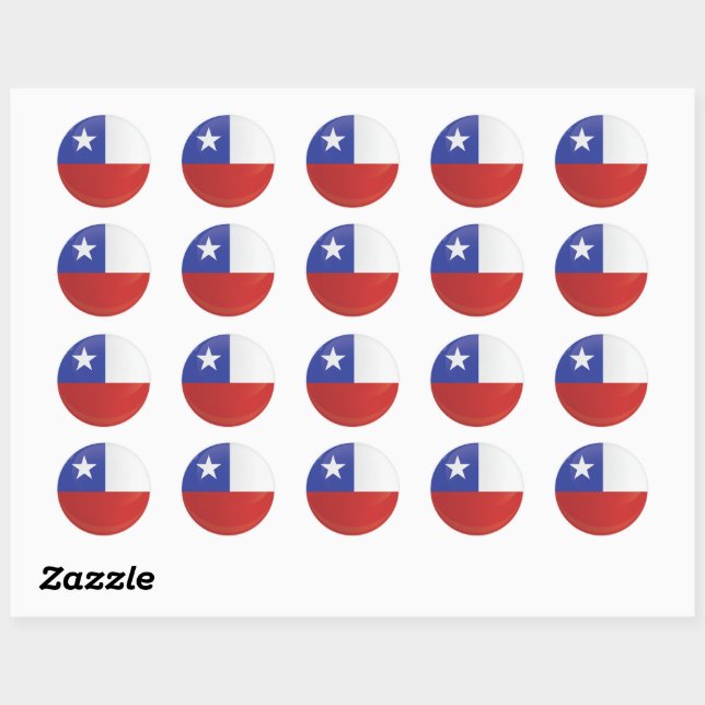 Sticker Rond Drapeau d'icône ronde du Chili (Feuille)