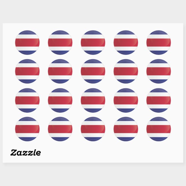 Sticker Rond Drapeau d'icône ronde du Costa Rica (Feuille)