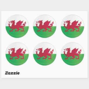 Sticker Rond Drapeau d'icône ronde du Pays de Galles