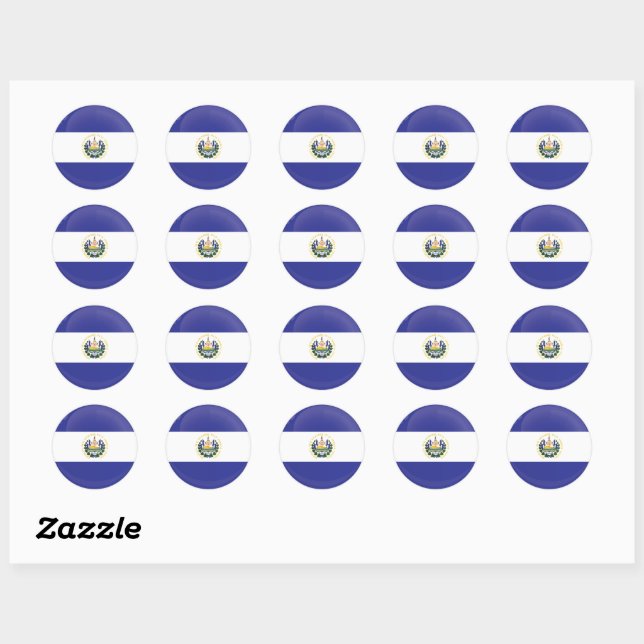 Sticker Rond Drapeau d'icône ronde du Salvador (Feuille)