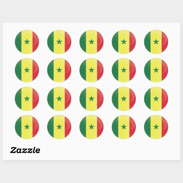 Sticker Rond Drapeau d'icône ronde du Sénégal (Feuille)