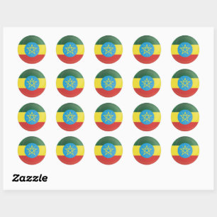 Sticker Rond Drapeau d'icône ronde en Éthiopie